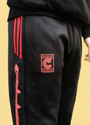 Спортивные штаны adidas yeezy calabasas red black черные мужские5 фото