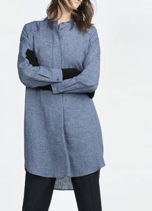 Zara стильное льняное платье рубашка р.l как новое