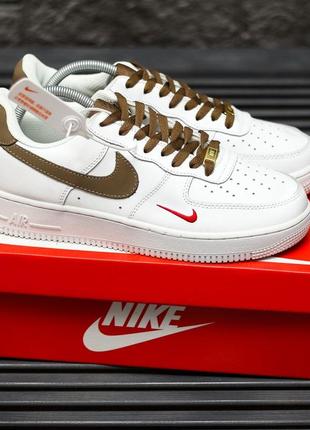 Чоловічі кросівки nike air force 1 low white brown 441 фото