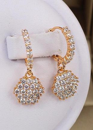 Сережки xuping jewelry підвіски стільники 2.5 см золотисті