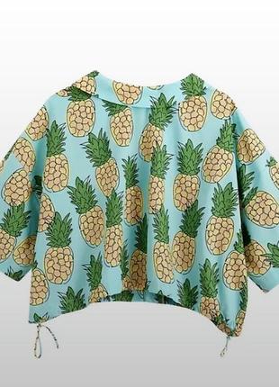 Zara pineapple print crop top кроп топ в стиле оверсайз из новых коллекций /473/10 фото