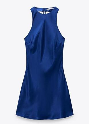 Святкова сукня королівського блакитного кольору від zara з відкритою спиною, ультрамаринове плаття zara