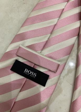 Галстук шелк hugo boss ретро винтаж розовый с белым2 фото