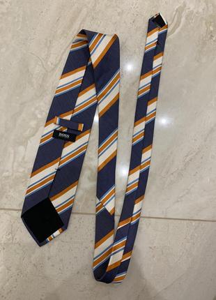 Краватка галстук  шовк hugo boss ретро вінтаж синій з оранжевим