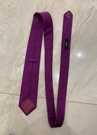 Краватка галстук шовковий hugo boss ретро вінтаж фіолетово малиновий