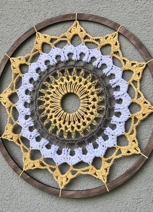 Панно круглое ,мандала гармония 41 см ажурная,вязаная крючком,ручная работа,декор для...