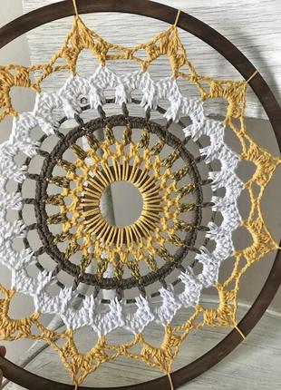 Панно круглое ,мандала гармония 41 см ажурная,вязаная крючком,ручная работа,декор для...
