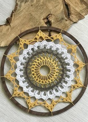 Панно круглое ,мандала гармония 41 см ажурная,вязаная крючком,ручная работа,декор для...