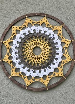 Панно круглое ,мандала гармония 41 см ажурная,вязаная крючком,ручная работа,декор для...