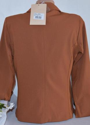 Брендовый каштановый коричневый легкий пиджак жакет блейзер kaffe вискоза этикетка3 фото