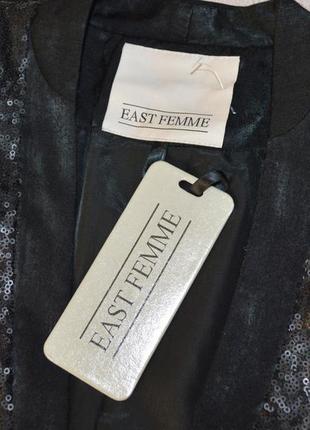 Брендовый черный пиджак жакет блейзер с карманами east femme паетки этикетка5 фото