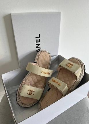 Женские босоножки шлепки slides beige