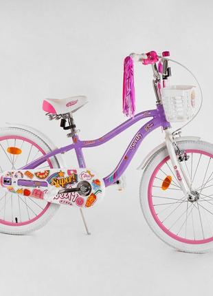 Велосипед 20" дюймів 2-х кол. "corso sweety" sw-20450 / 204507 (1) блакитний, алюмінієва рама 11’’, ручні галь