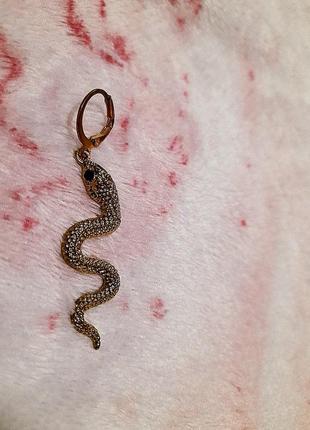 Серьги змеи подвески висюльки бижутерия золото2 фото
