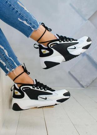 Жіночі чорно білизна кросівки найк nike zoom 2k white black. демісезонні