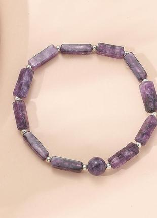 Женский фиолетовый браслет из натурального аметиста6 фото