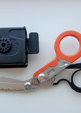 Ножиці тактичні для медиків, мультитул 6в1 з чохолом black-orange