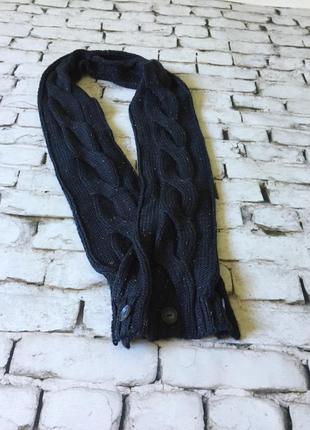 Стильный длинный синий шарф база осень шарфик5 фото
