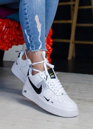 Nike air force 1 white жіночі шкіряні білі кросівки найк, демісезонні, осінні