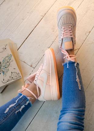 Nike air force жіночі кросівки найк персикового кольору, демісезонні,4 фото