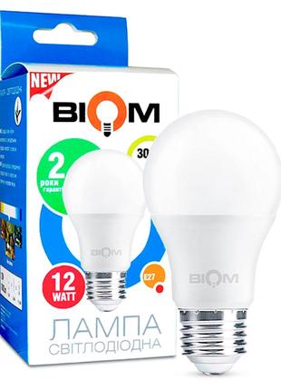 Светодиодная лампа biom bt-511 а60 12w e27 3000k (груша)