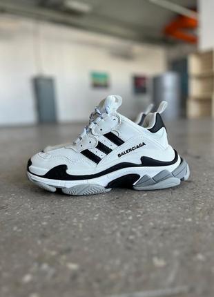 Кроссовки в стиле adidas x balenciaga triple s white/black женские8 фото
