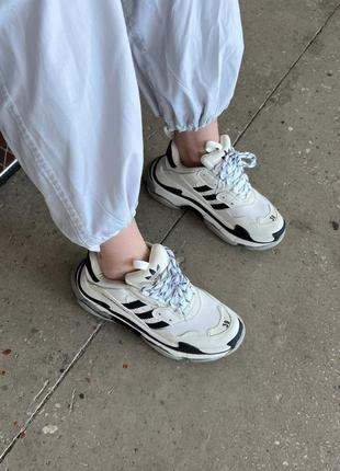 Кроссовки в стиле adidas x balenciaga triple s white/black женские4 фото