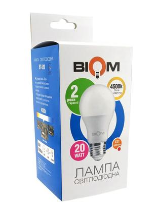 Світлодіодна лампа biom bt-520 а80 20w e27 4500k (груша)