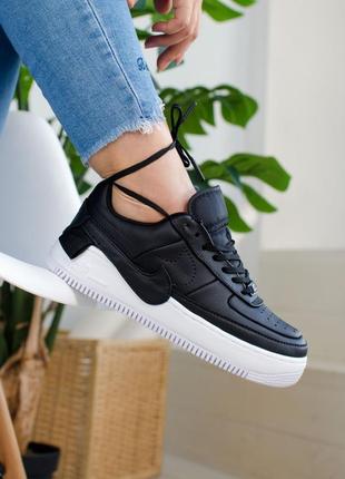 Nike air force black white. жіночі чорні шкіряні чоботи осінні кросівки найк