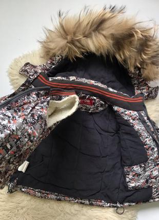 Зимовий комбінезон з опушкою єнот натуральне хутро куртка + штани на флісі овчині синтепоні6 фото