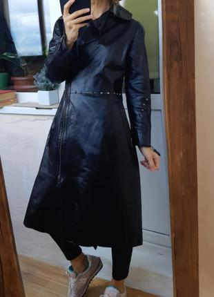 Кожаный плащ оверсайз италия кожаное пальто плащ косуха кожаный тренч2 фото