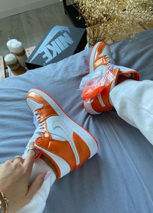 Nike air jordan 1 mid metallic orange, кроссовки женьше найк джордан, женские...