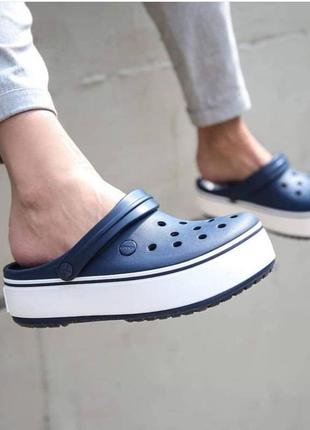 Крокс крокбенд клог платформа сині crocs crocband platform navy clog2 фото