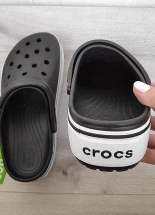 Кроксы платформ крокбенд чорні crocs crocband platform clog black / white6 фото