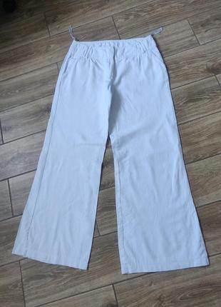 Белые льняные брюки брюки брюки прямые широкие на лето стана идеальны1 фото