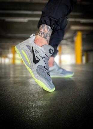 Мужские текстильные кроссовки nike kd 15 tb wolf "grey black volt green"       🔥8 фото