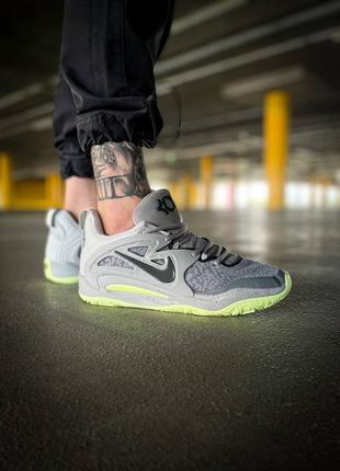 Мужские текстильные кроссовки nike kd 15 tb wolf "grey black volt green"       🔥