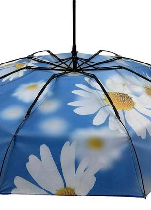 Жіноча парасолька-автомат у подарунковій упаковці з хустинкою від rain flower, блакитний з ромашками 01020-68 фото