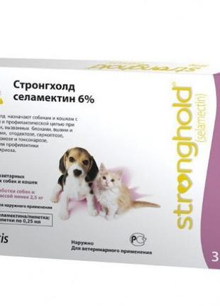 Капли стронгхолд 6% для котят и щенков для борьбы и профилактики блох, гельминтов и клещей zoetis