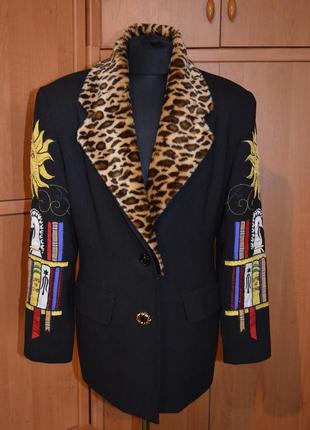 Винтажный, эксюзивный, черный пиджак, блейзер gian versa от versace1 фото