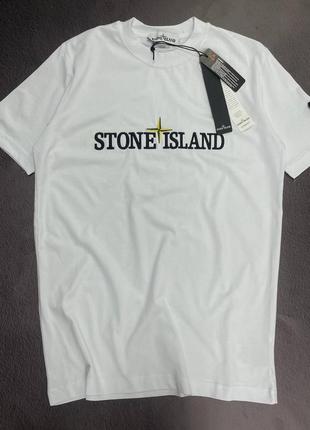 Белая футболка стон айленд / топовые мужские футболки stone island