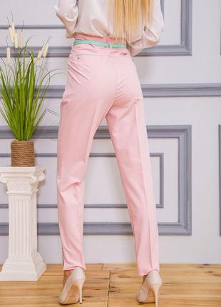 Классические женские брюки розового цвета с ремешком 182r3083 фото