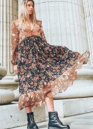 Шик 🔥zara платье миди в цветочный принт в стиле бохо, кантри9 фото