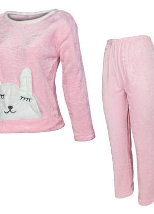 Женская пижама lesko bunny pink xl теплая для дома "gr"