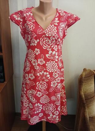 Коттоновое легкое платье платье сукожа розовая винтажный стиль миди м л3 фото