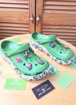 Crocs duet sport clog original green camo black кляксы кроксы новинка1 фото
