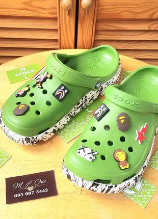 Crocs duet sport clog original green camo black кляксы кроксы новинка2 фото