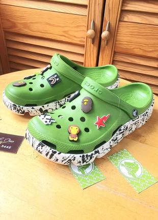 Crocs duet sport clog original green camo black кляксы кроксы новинка3 фото