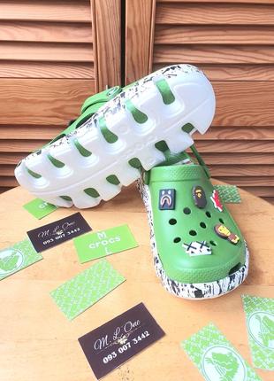 Crocs duet sport clog original green camo black кляксы кроксы новинка5 фото