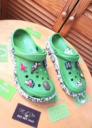 Crocs duet sport clog original green camo black кляксы кроксы новинка7 фото